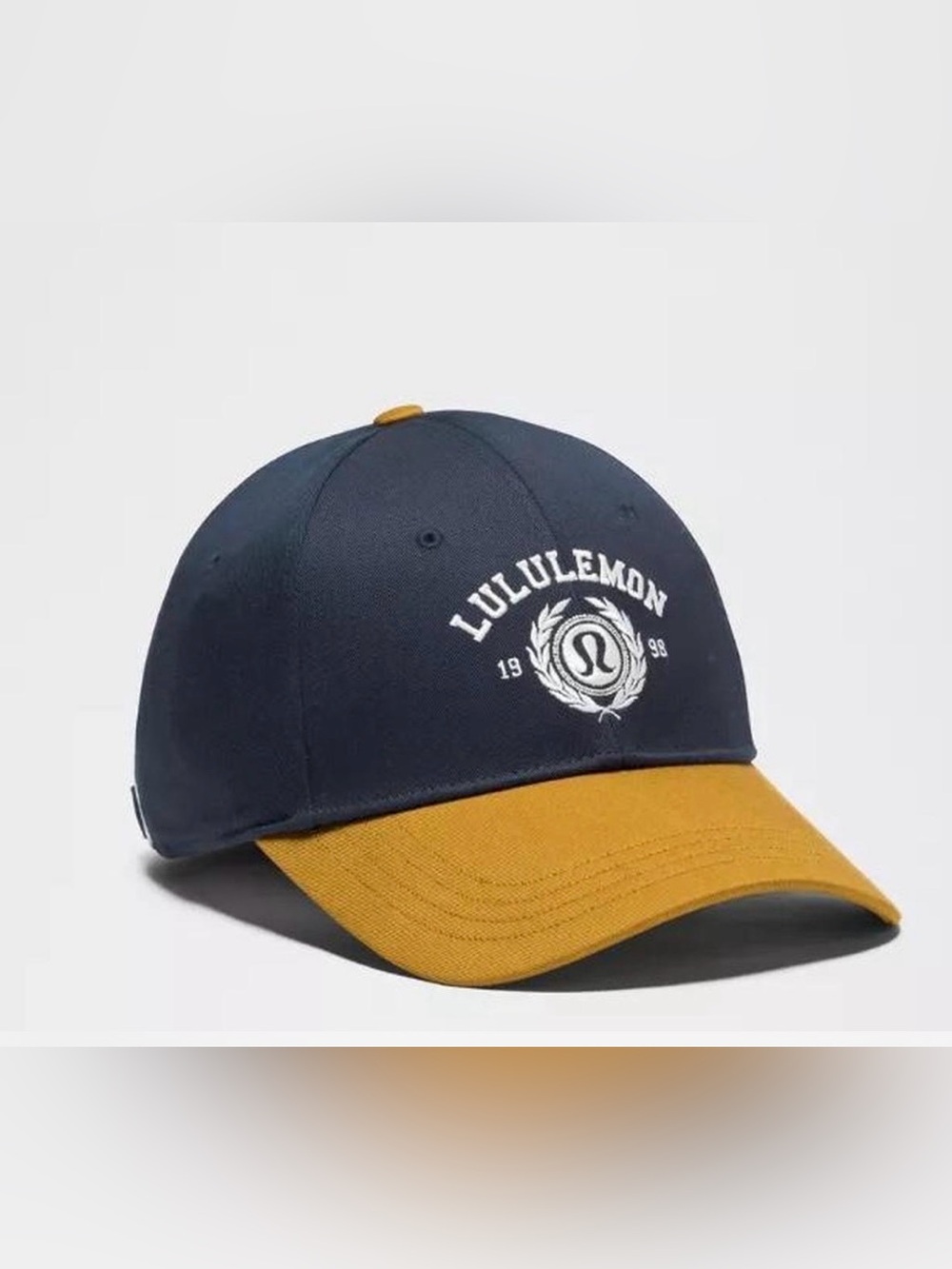 New Lululemon Unisex Structured Ball Cap Hat Logo Navy/Gold Size S/M